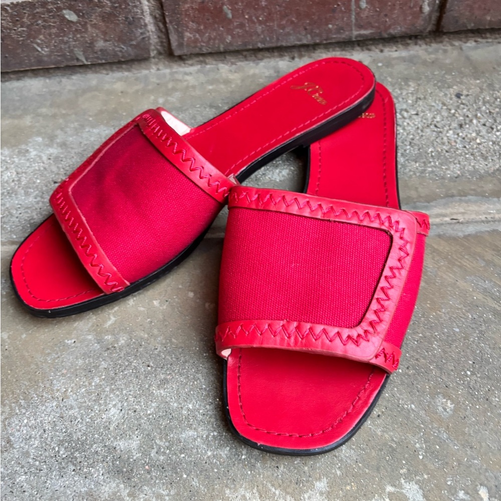 J. Crew Vibrant Red Slide Sandals